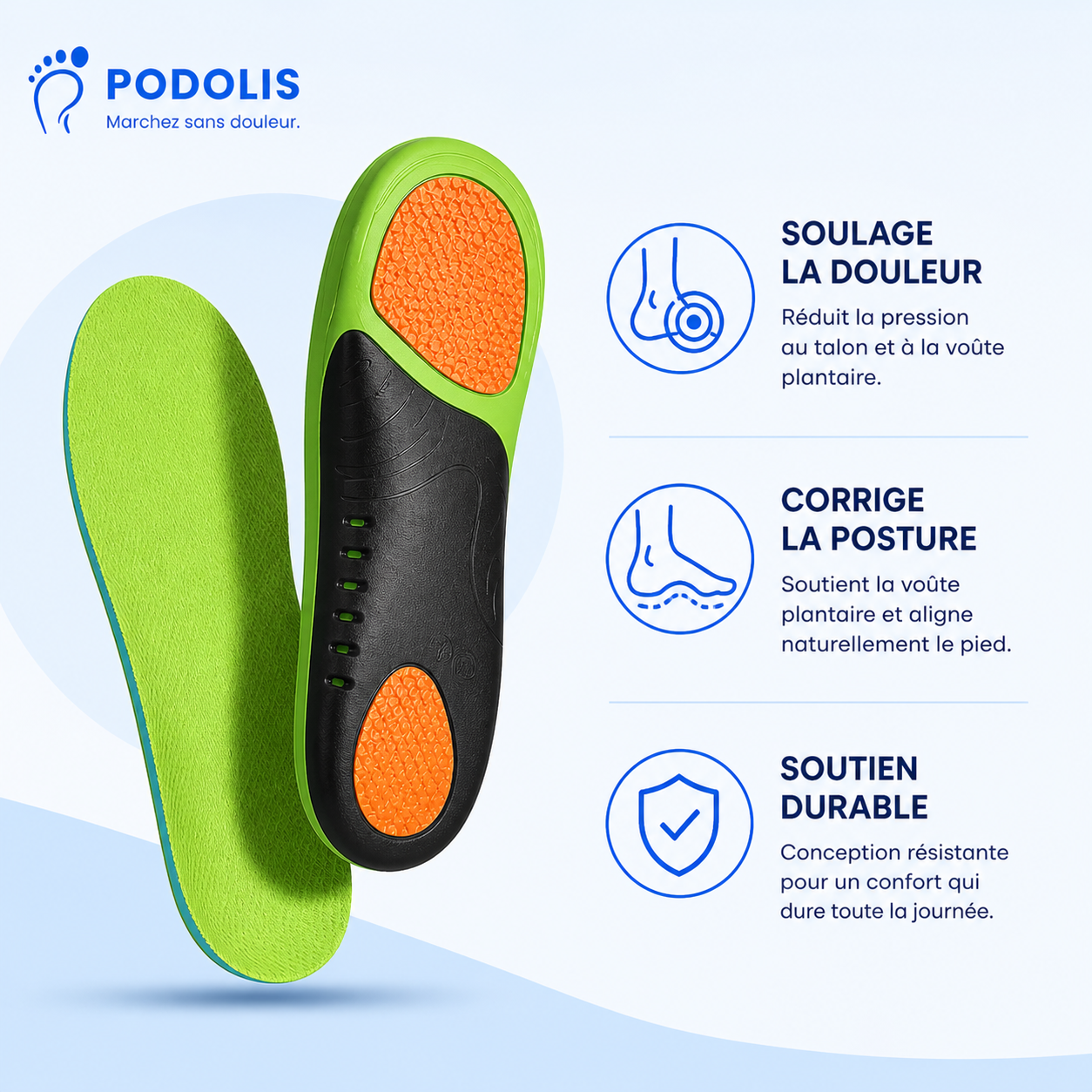 Semelles Orthopédiques - Soulagement Pieds